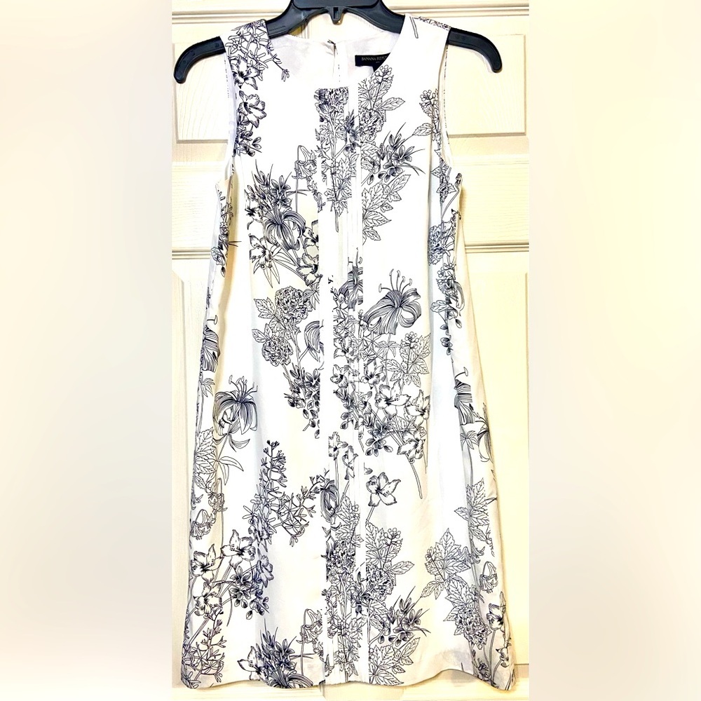 Banana Republic White Black Floral Sundress Dress Size 0